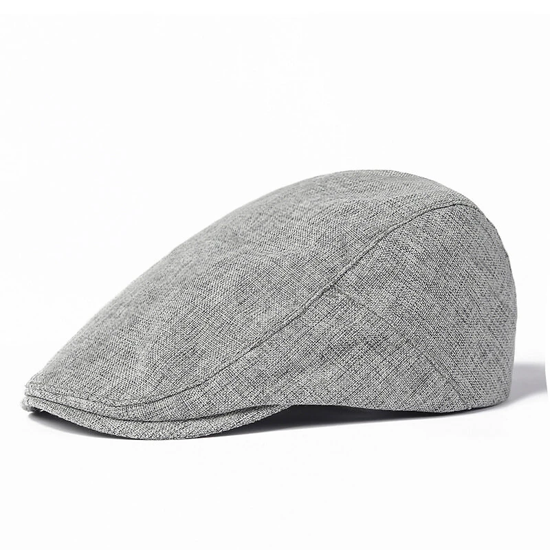 Collrown Cotton Linen Beret Men's Simple Vintage Forward Cap Casual Daily Flat Hats Solid Color Cabbie Driving Cap Outdoor (image for) Collrown Cotton Linen Beret Men's Simple Vintage Forward Cap Casual Daily Flat Hats Solid Color Cabbie Driving Cap Outdoor